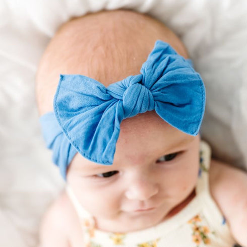 knot-denim Baby Bling Bows clips headbands - Sophia's Style-